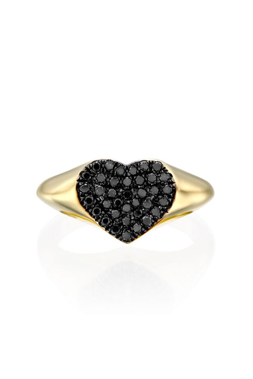 Heart Signet Ring with Black Diamonds — image 3 of 17