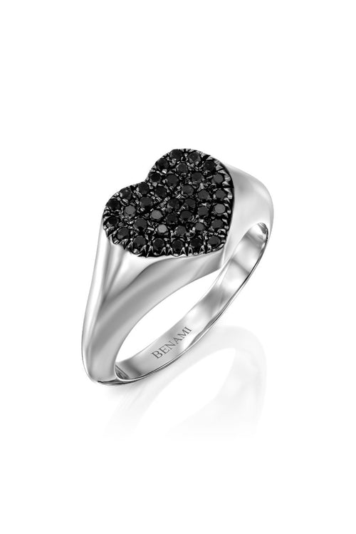 Heart Signet Ring with Black Diamonds — image 7 of 17