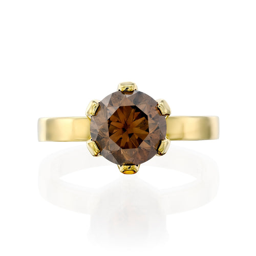 Anna Gold Ring with Champagne Diamond — image 4 of 14