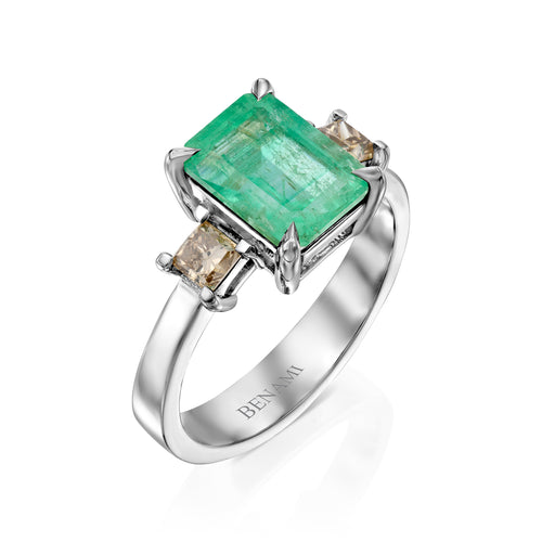 Tamara Emerald Ring with Champagne Diamonds — image 7 of 9