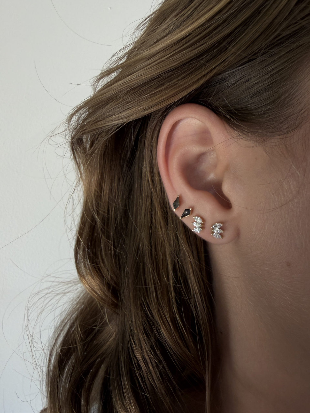 Triple White Diamonds Marquise Earring — image 2 of 8