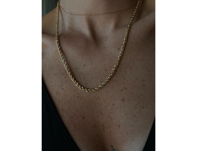 שרשרת חבל עבה זהב 14K מאסיבית, מנצנצת ויפיפייה- BENAMI