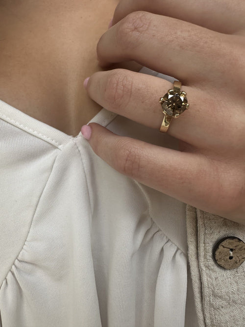 Anna Gold Ring with Champagne Diamond — image 6 of 14