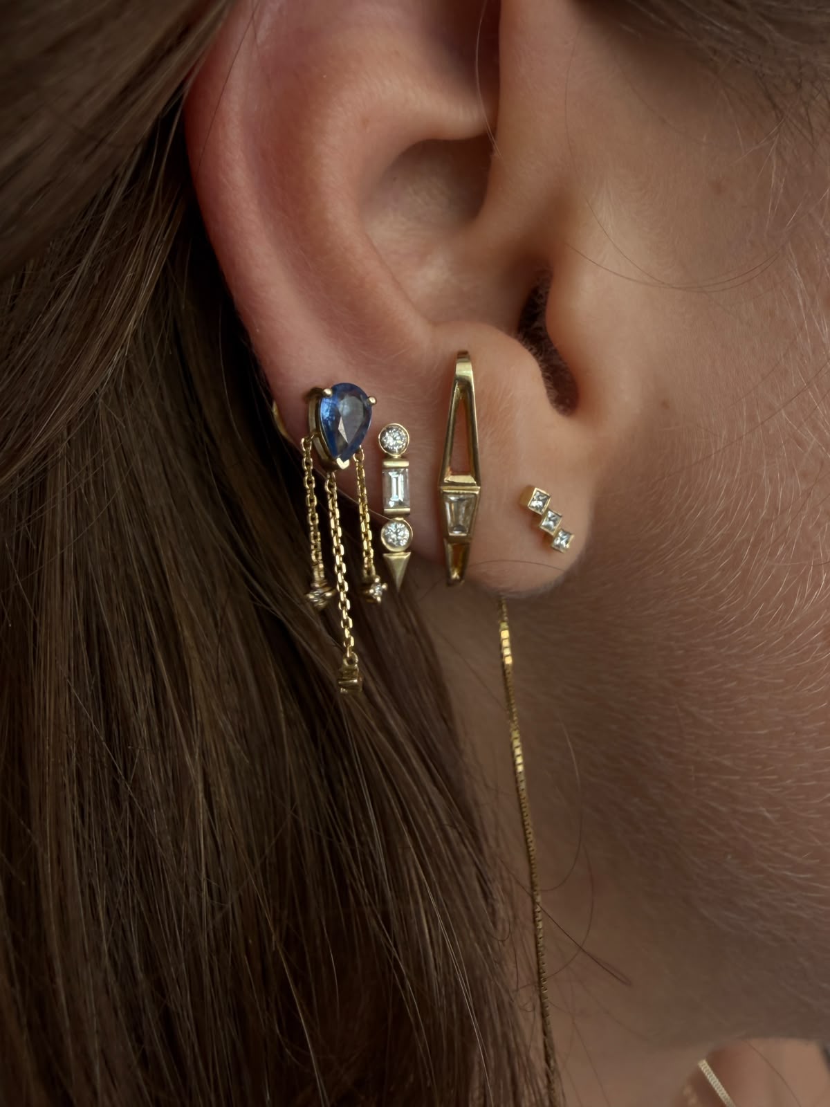 Tony Blue Sapphire Piercing Earring — image 2 of 7