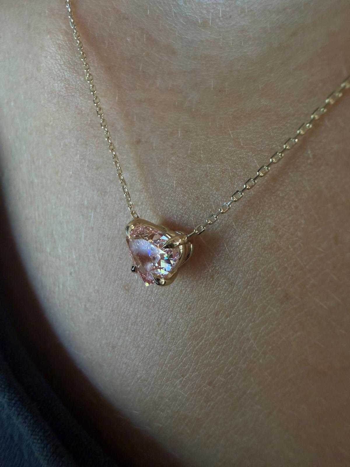 Pink Diamond Heart Necklace