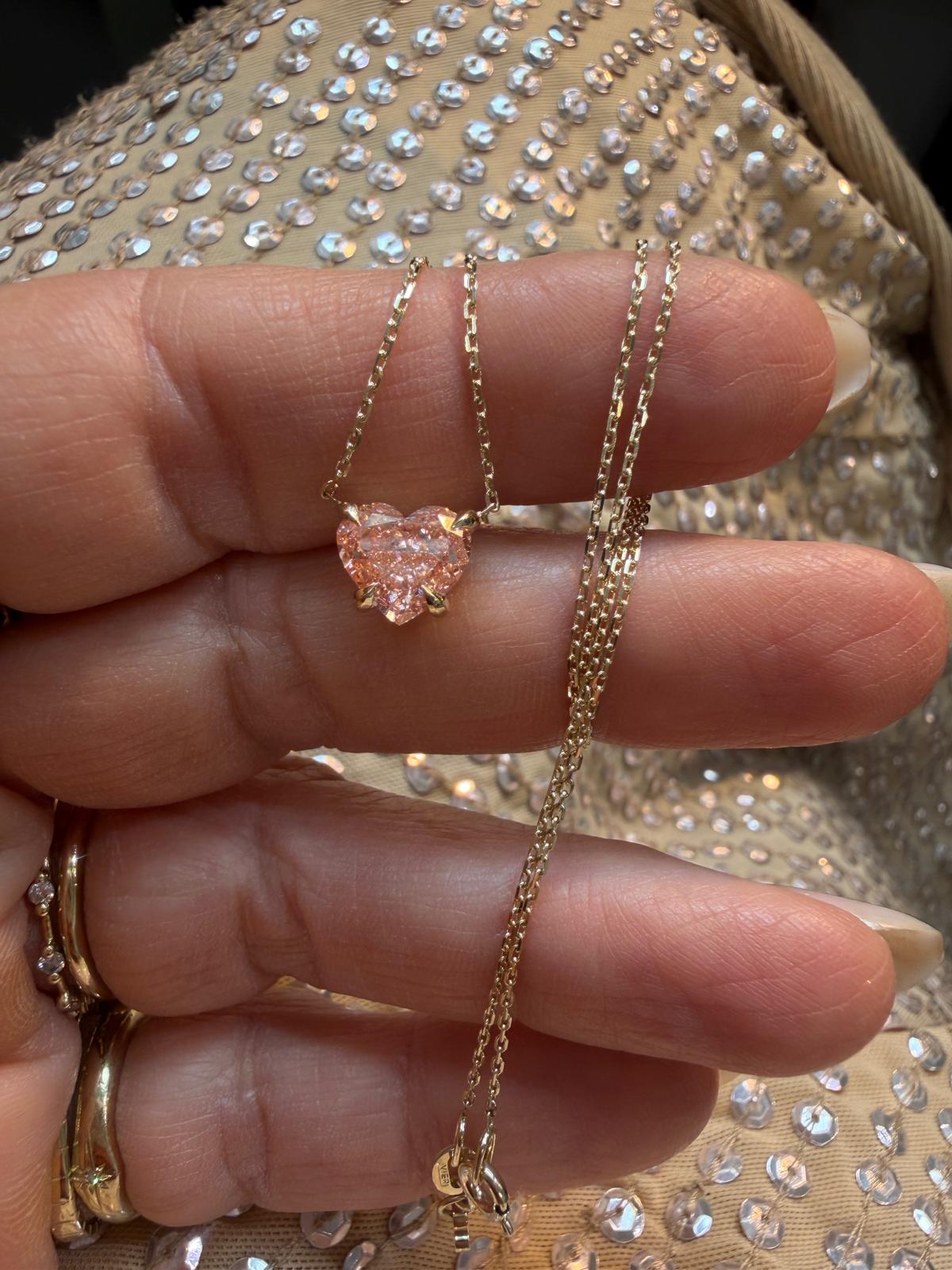 Pink Diamond Heart Necklace