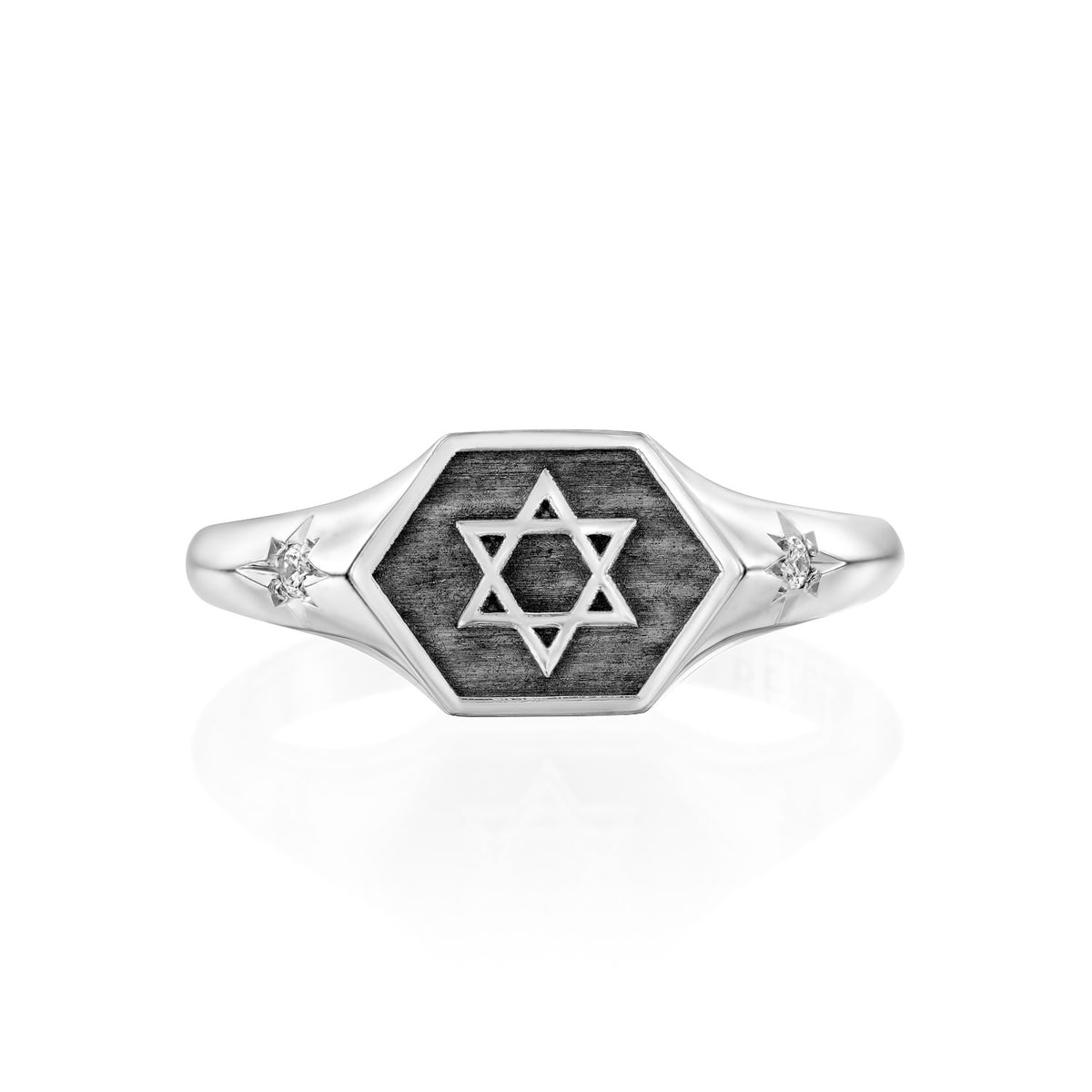 טבעת שרון מגן דוד זהב לבן — תמונה 3 מתוך 3