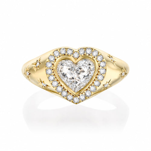 White Diamond Heart Ring