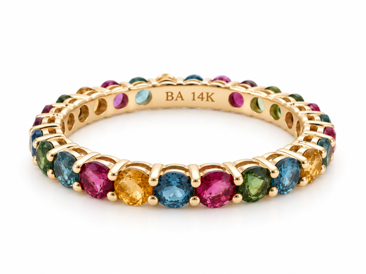 Colorful Tourmaline All Around Ring