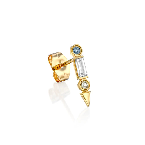 Michelle Diamond Baguette and Sapphire Earrings