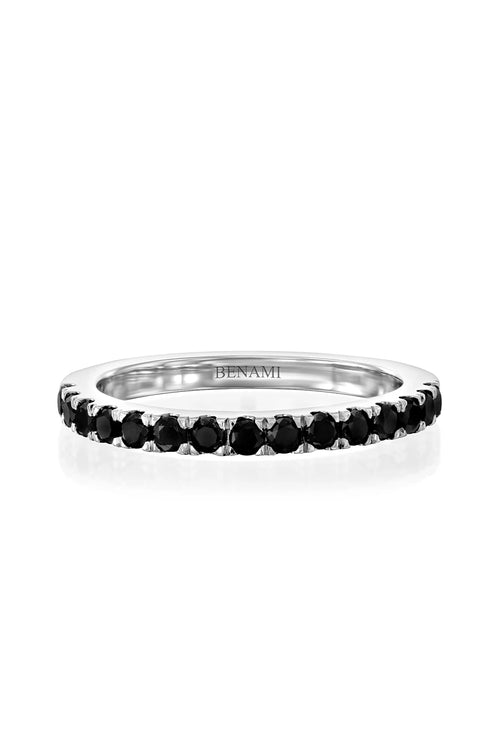 White Gold Band with Black Diamonds Ring — image 2 of 3