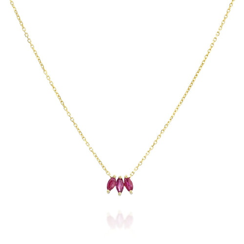 Three Marquise-Cut Ruby Necklace