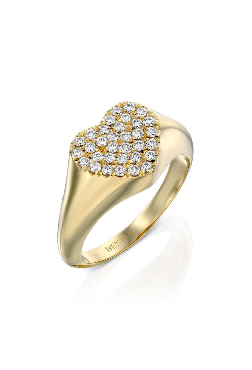 Heart Signet Ring with White Diamonds — image 2 of 16