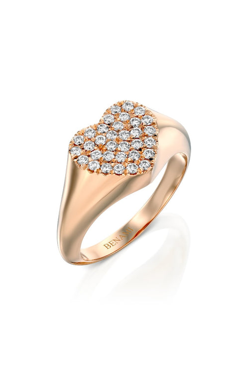 Heart Signet Ring with White Diamonds — image 8 of 16