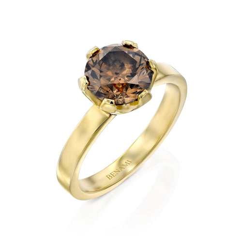 Anna Gold Ring with Champagne Diamond — image 2 of 14