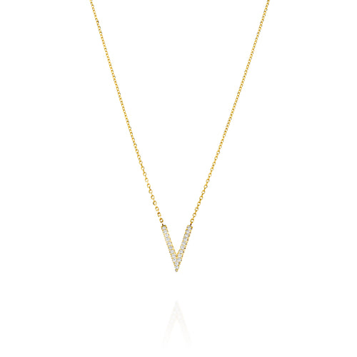 Diamond-Studded V Necklace