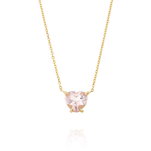 Natural Morganite Heart Necklace