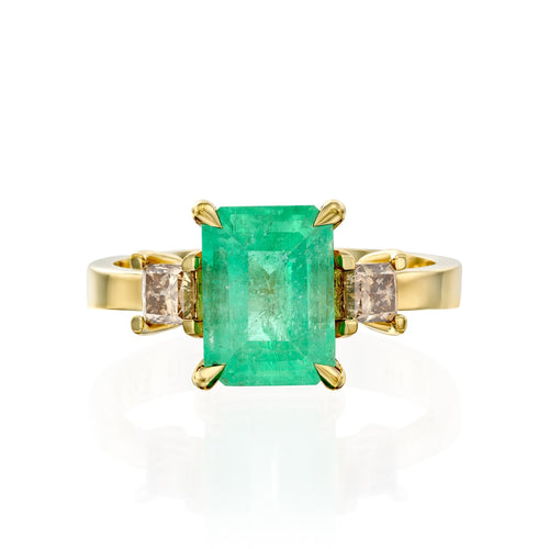 Tamara Emerald Ring with Champagne Diamonds
