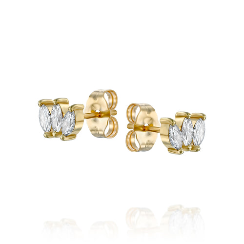 Triple White Diamonds Marquise Earring