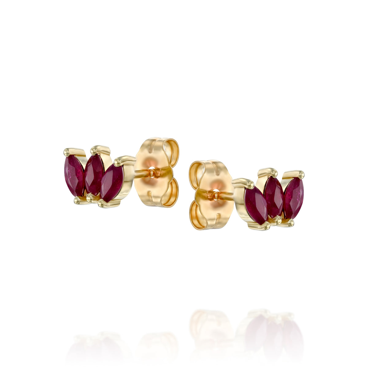 Triple Ruby Marquise Earring