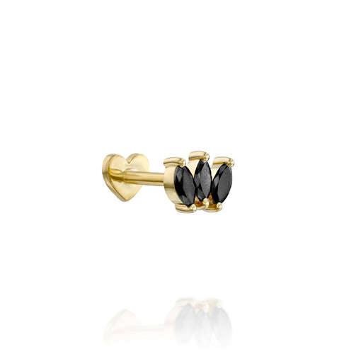 Triple Black Diamonds Marquise Piercing Earring