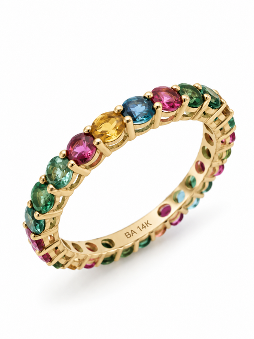Colorful Tourmaline All Around Ring