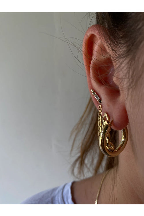 Michelle Diamond Baguette and Sapphire Earrings — image 2 of 10