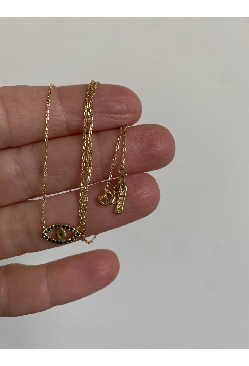 שרשרת עין יהלומים שחורים — תמונה 6 מתוך 7