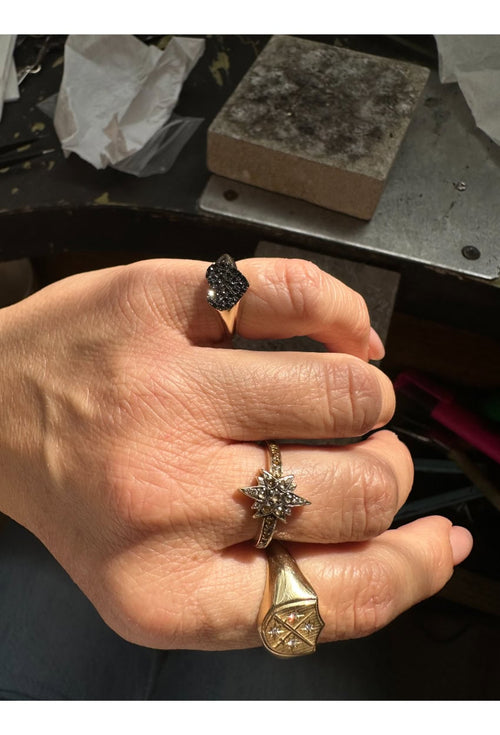 Heart Signet Ring with Black Diamonds — image 4 of 17