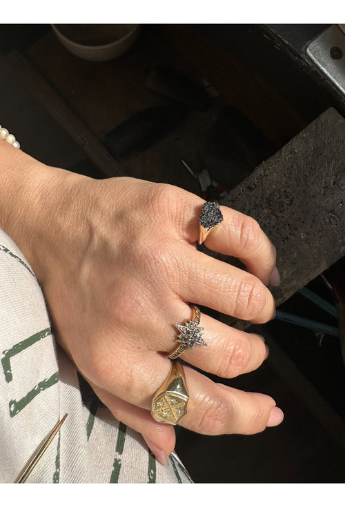 Heart Signet Ring with Black Diamonds — image 10 of 17