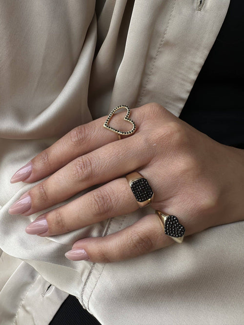 Heart Signet Ring with Black Diamonds — image 14 of 17