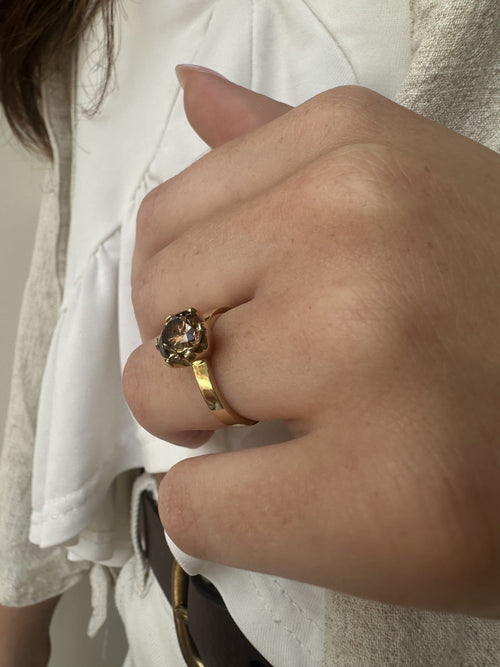Anna Gold Ring with Champagne Diamond — image 14 of 14