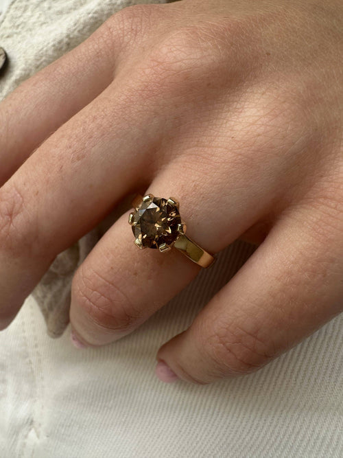 Anna Gold Ring with Champagne Diamond — image 3 of 14