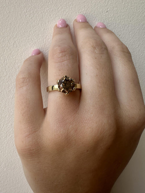 Anna Gold Ring with Champagne Diamond — image 13 of 14