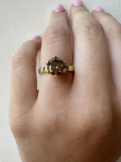 Anna Gold Ring with Champagne Diamond — image 7 of 14