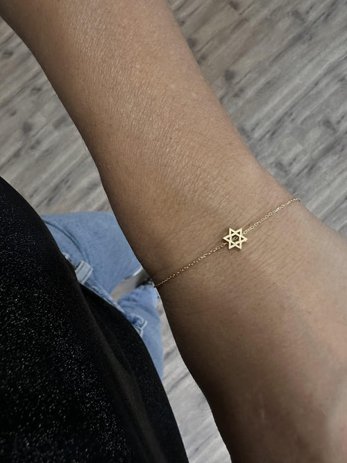 14K Gold Star of David Bracelet