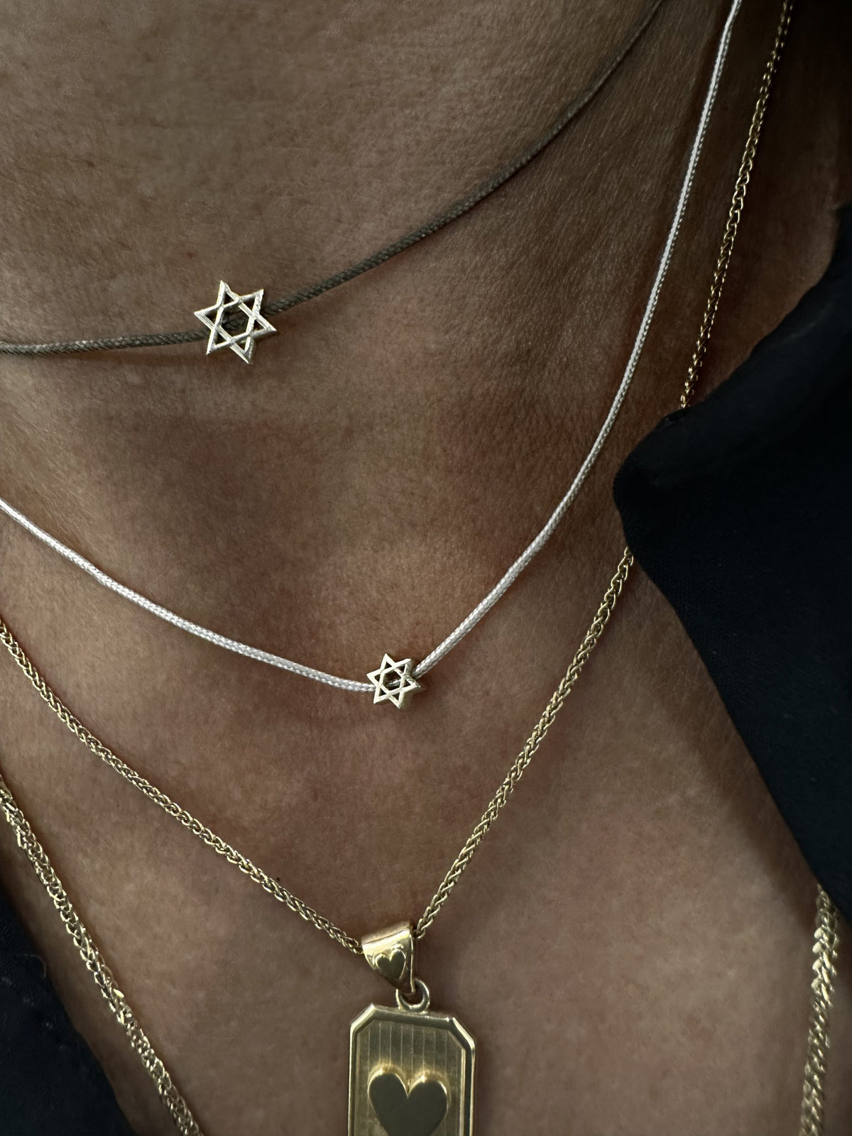 שרשרת חוט מגן דוד MINI זהב 14K צמודה כצו'קר יפהפייה- BENAMI