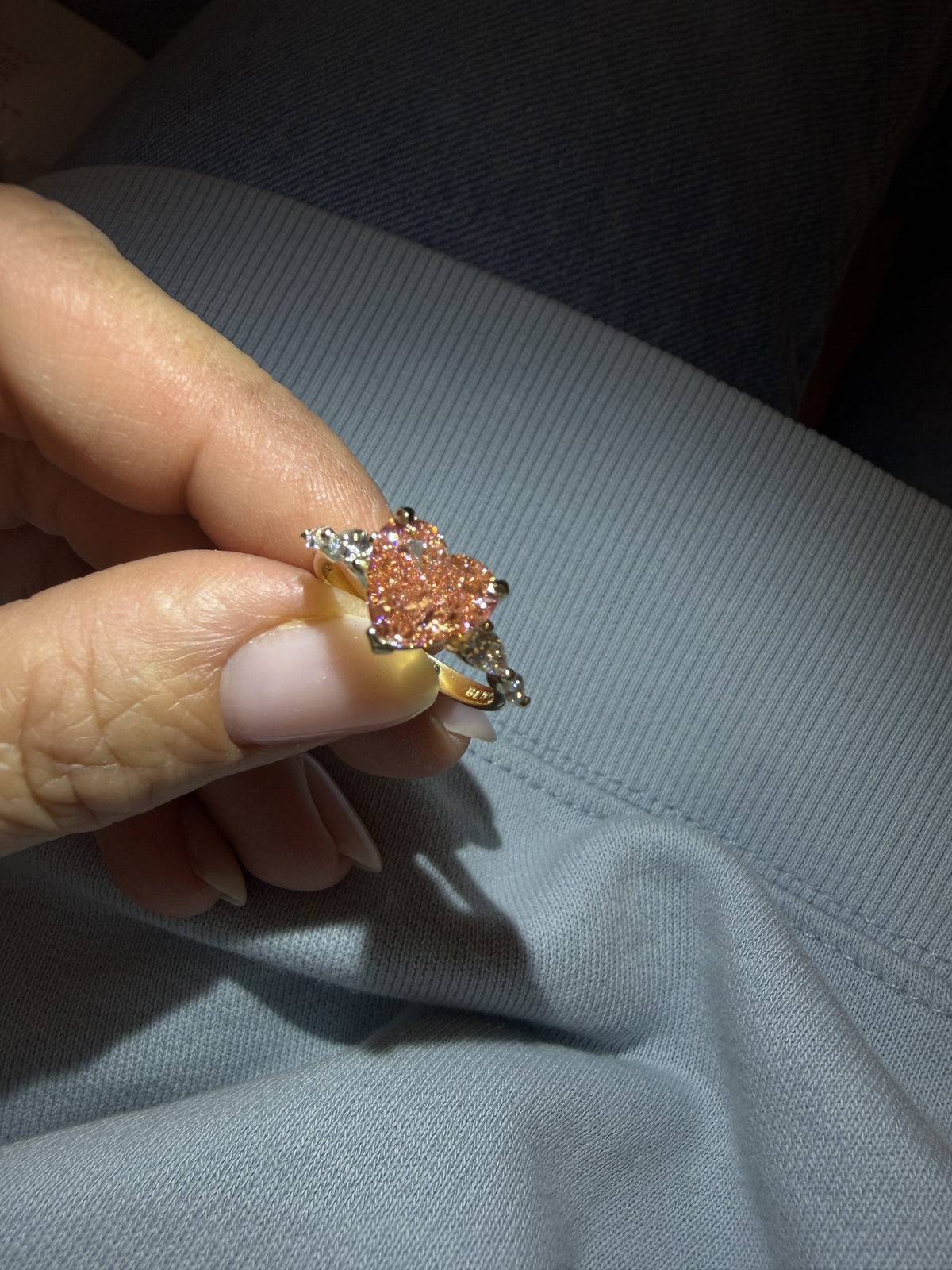Pink Heart Diamond Ring — image 7 of 13