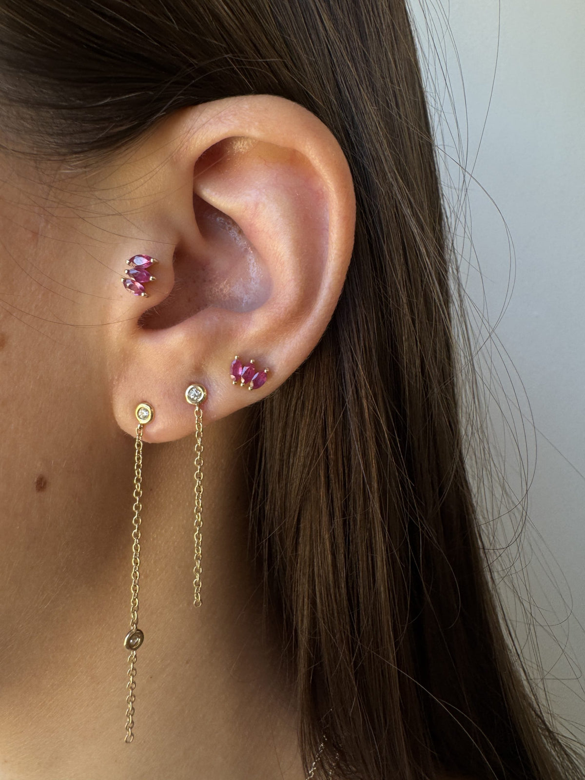 Triple Ruby Marquise Earring — image 4 of 8