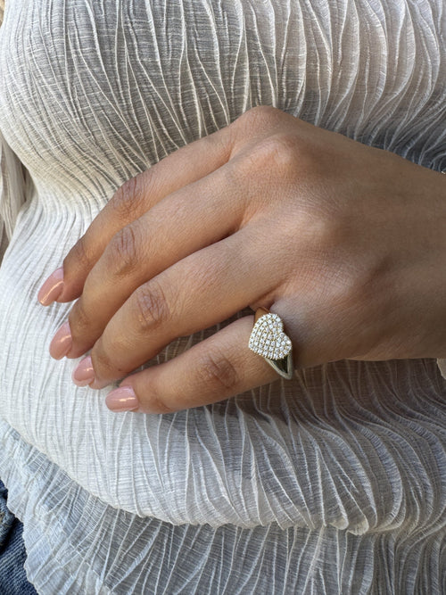 Heart Signet Ring with White Diamonds — image 16 of 16