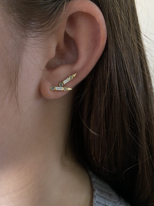 Michelle Diamond Baguette and Sapphire Earrings — image 8 of 10
