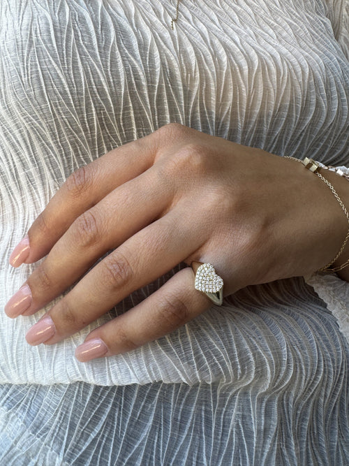 Heart Signet Ring with White Diamonds — image 13 of 16