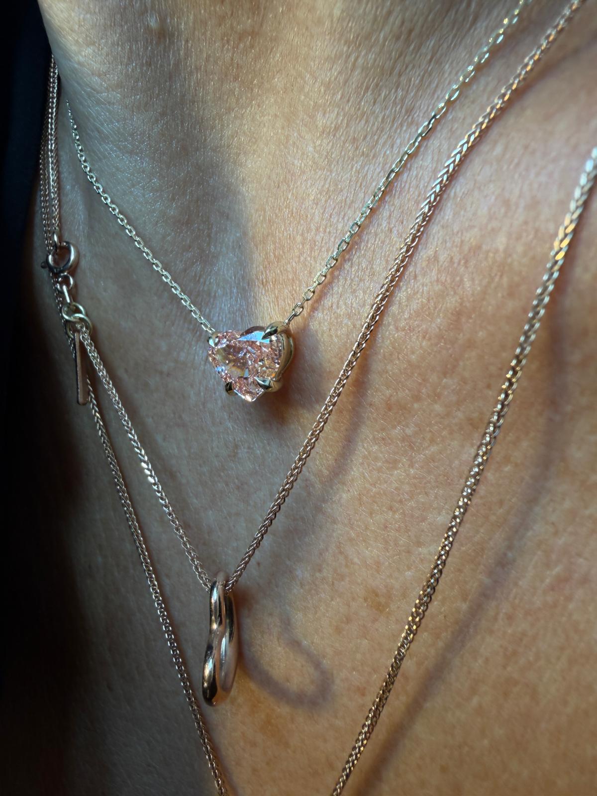 Pink Diamond Heart Necklace