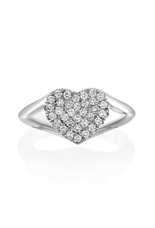 Heart Signet Ring with White Diamonds — image 10 of 16