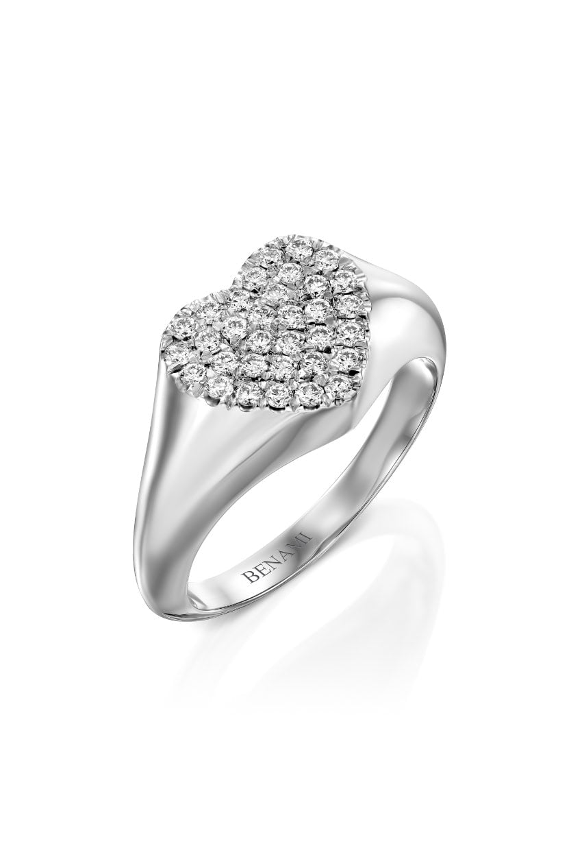 Heart Signet Ring with White Diamonds — image 12 of 16