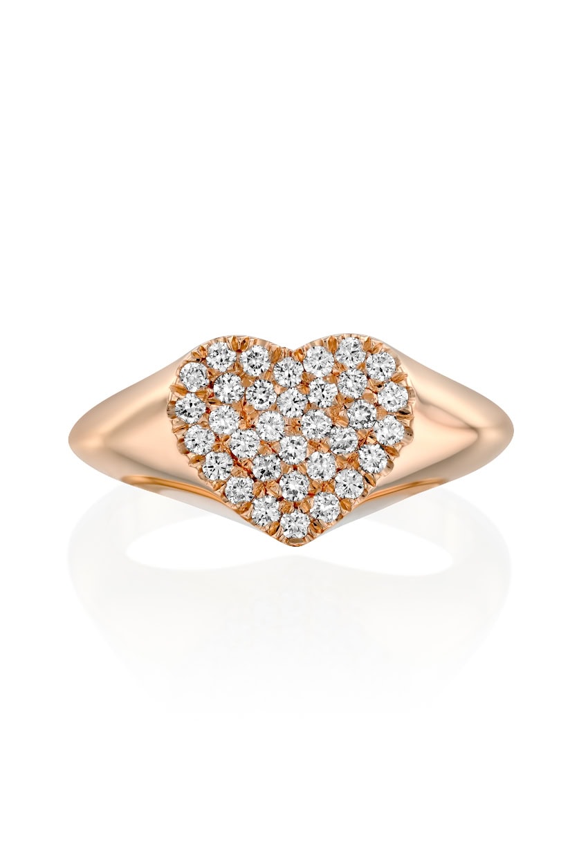 Heart Signet Ring with White Diamonds — image 7 of 16