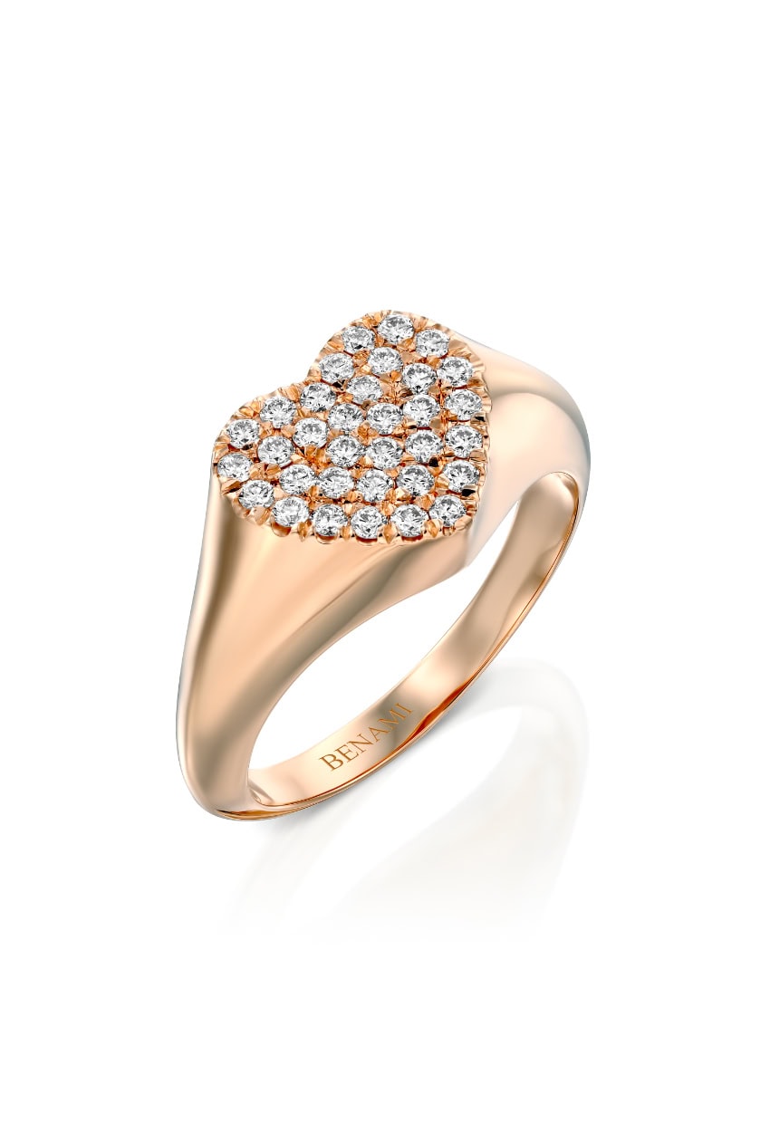 Heart Signet Ring with White Diamonds — image 8 of 16